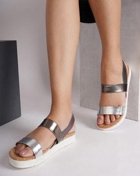 sling-back dual-strap flat sandals