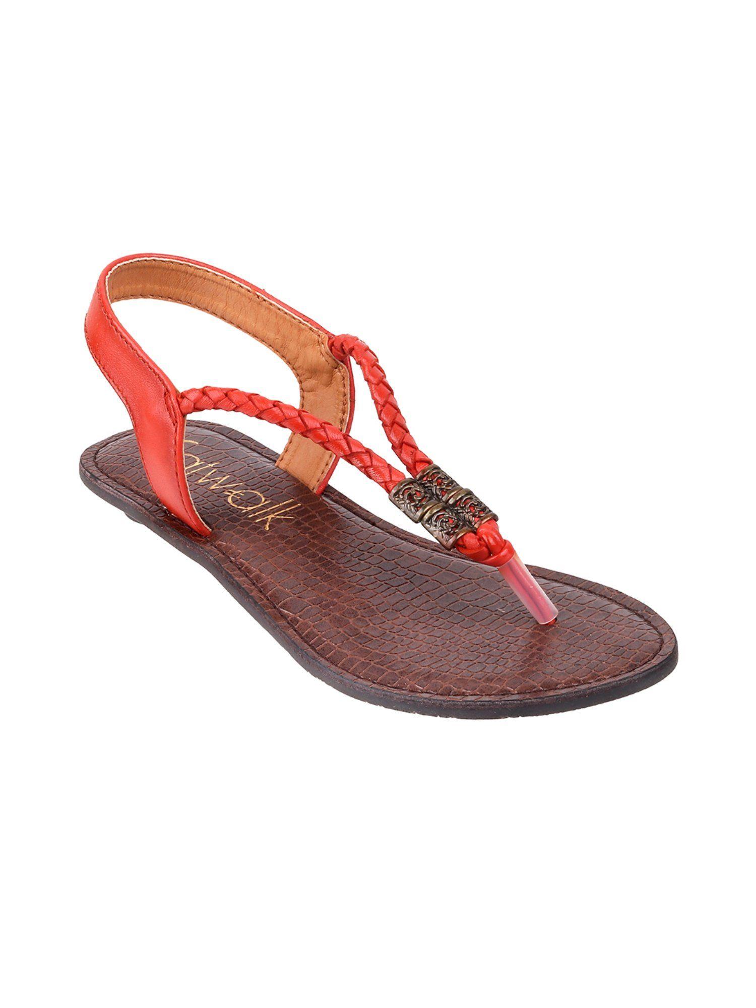 sling back straps braided sandals orange