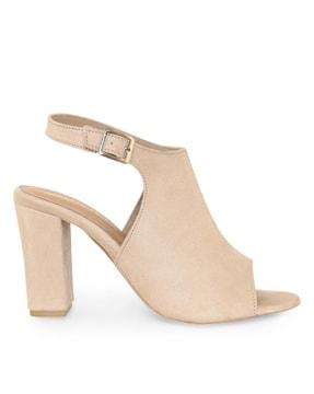 slingback chunky heels with pin-buckle closure