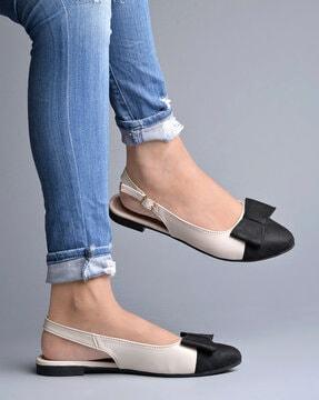 slingback flat mules with buckle closure