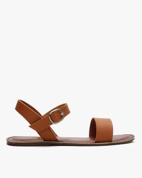 slingback flat sandals with buckle closure