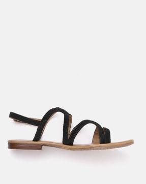 slingback flat sandals with buckle closure