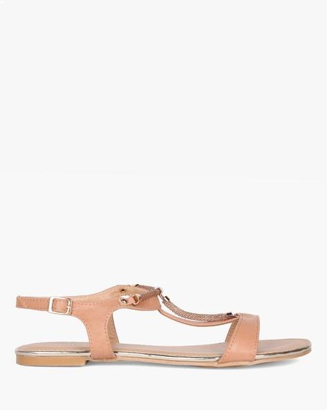 slingback flat sandals with metal accent