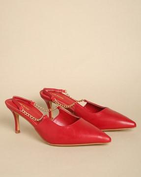 slingback stilettoes mules with chain strap