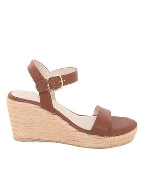 slingback wedges with pin-buckle fastening