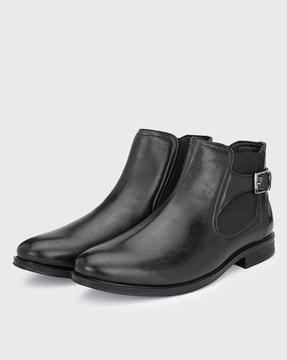 slip-on boots with buckle