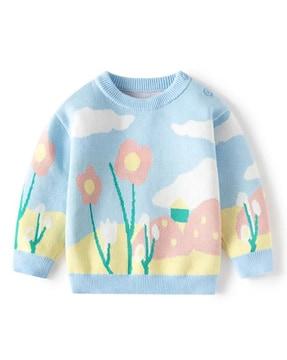 slip-on floral print sweater