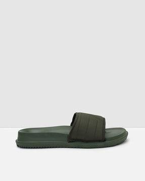 slip-on slides with quilted-strap