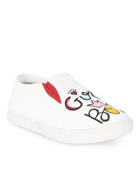 slip-on sneakers with fabric upper