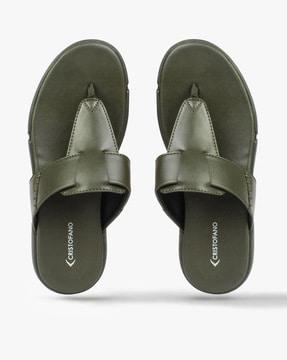 slip-on t-strap sandals