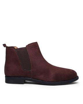 slip-on ankle-length boots