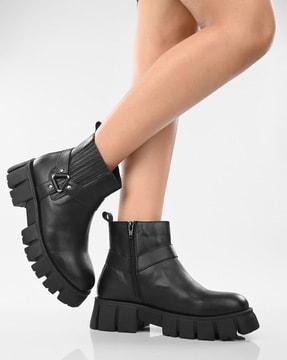 slip-on ankle-length boots