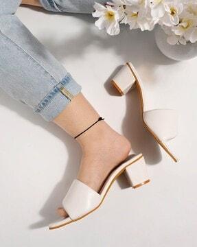 slip-on block heeled sandals