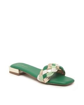 slip-on braided design flat sandals
