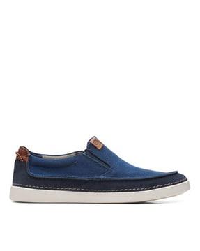 slip-on casual shoes with suede upper