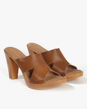 slip-on chunky heeled sandals