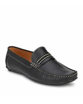 slip-on flat heel loafers