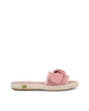 slip-on flat sandals with bow