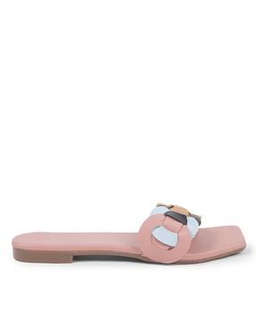 slip-on flat sandals with braided strap
