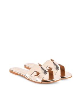 slip-on flat sandals with cut-out