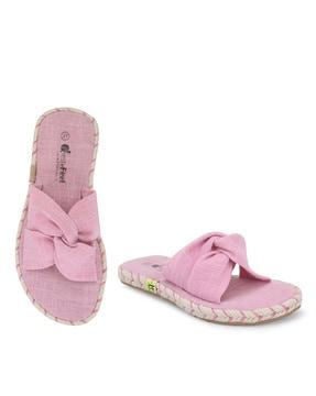slip-on flat sandals with knot