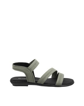 slip-on flat sandals with synthetic upper