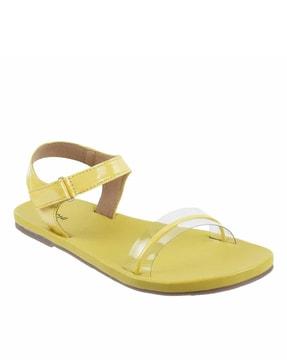 slip-on flat sandals with velcro fastening