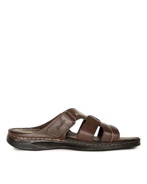 slip-on flat sandals with velcro-fastening