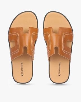 slip-on flip-flops with contrast stitching