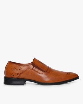 slip-on formal shoes with broguing