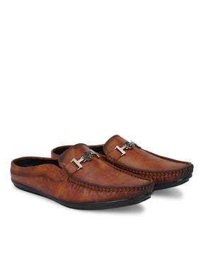 slip-on loafers with metal accent