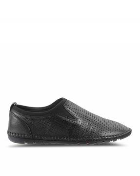 slip-on loafers with perforations & stitches