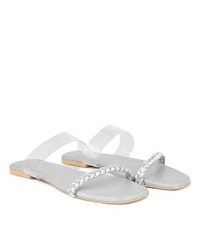 slip-on multi-strap flat sandals