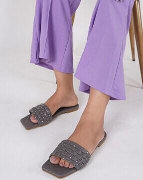 slip-on open-toe flat sandals