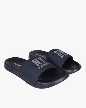 slip-on pool sliders with brand print