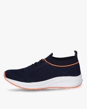 slip-on running shoes with lace accent