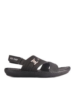 slip-on sandal with leather upper