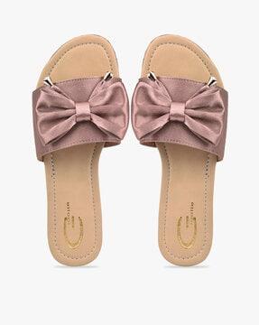 slip-on sandals with bow detail