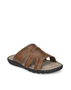 slip-on sandals with broguing