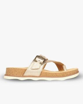 slip-on sandals with buckle accent