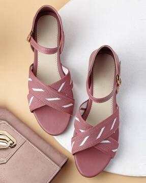 slip-on sandals with buckle closure