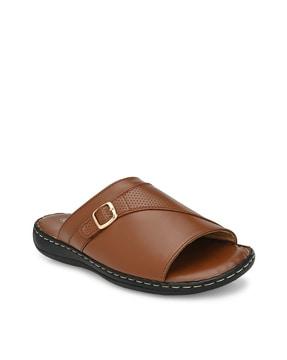 slip-on sandals with buckle detail