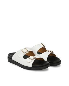 slip-on sandals with buckle detail