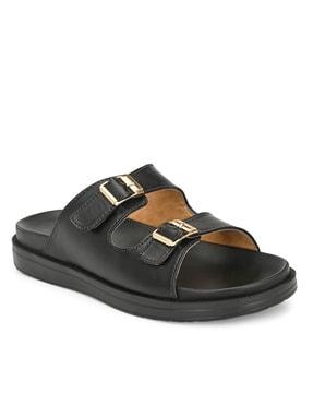 slip-on sandals with buckle fastening