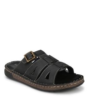 slip-on sandals with buckle fastening