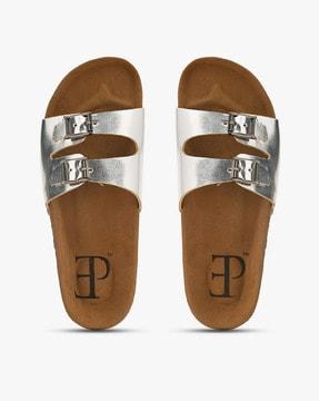 slip-on sandals with buckle strap