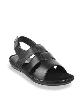 slip-on sandals with genuine leather upper