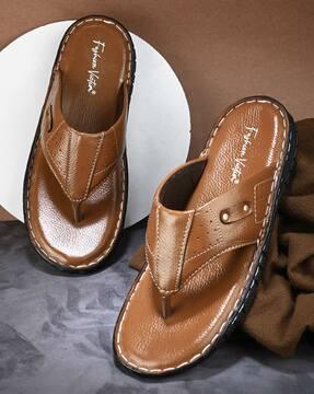 slip-on sandals with genuine leather upper