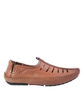 slip-on sandals with genuine leather upper