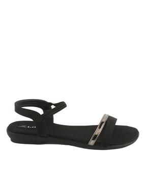 slip-on sandals with synthetic upper